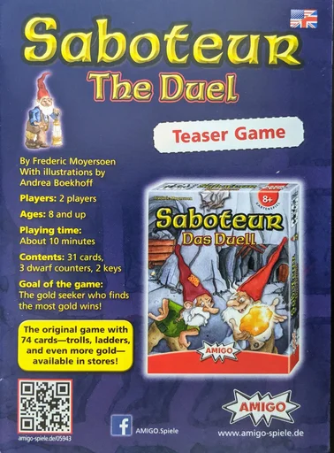 Board game, Saboteur: The Duel Teaser Game