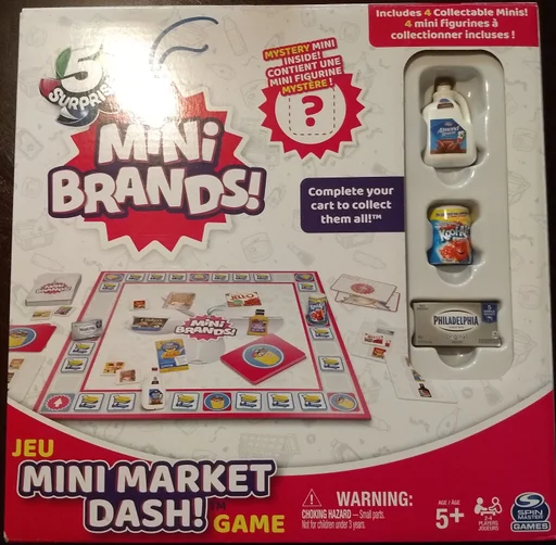 Board game, 5 Surprise Mini Brands!: Mini Market Dash! Game