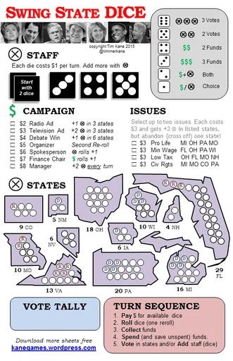 Board game, Swing State DICE