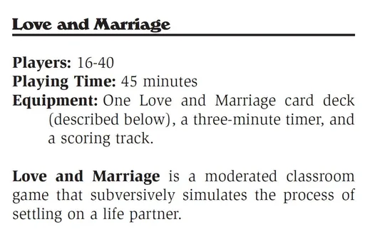 Board game, Love and Marriage