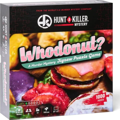 Board game, Hunt A Killer: Whodonut? – A Murder Mystery Jigsaw Puzzle Game