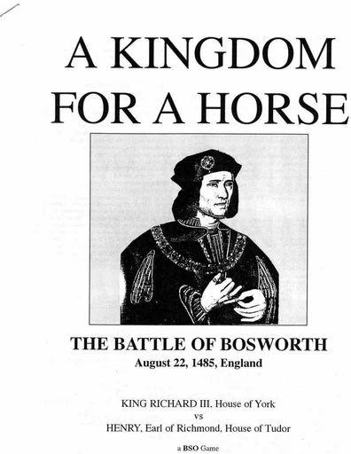 Board game, A Kingdom For A Horse: The Battle of Bosworth