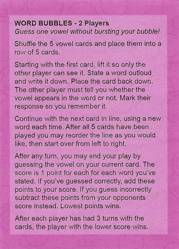 Board game, Word Bubbles