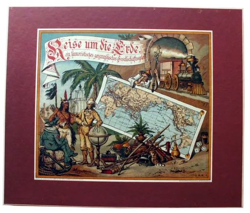 Board game, Reise um die Erde: ein humoristisches geographisches Gesellschaftsspiel