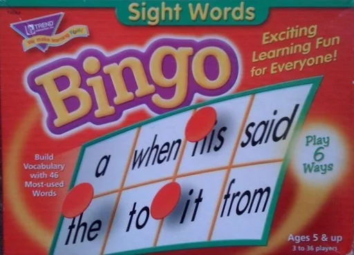 Board game, Sight Words Bingo