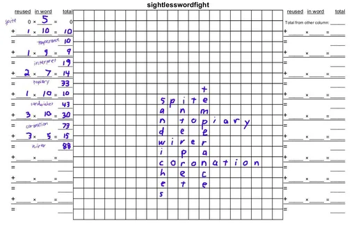 Board game, sightlesswordfight