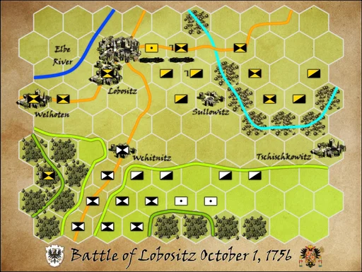 Board game, Battle of Lobositz, October 1, 1756