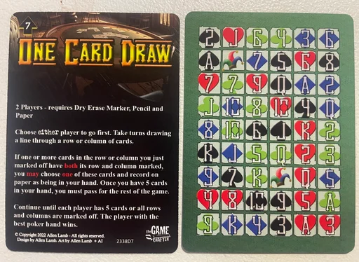 Board game, One Card Draw